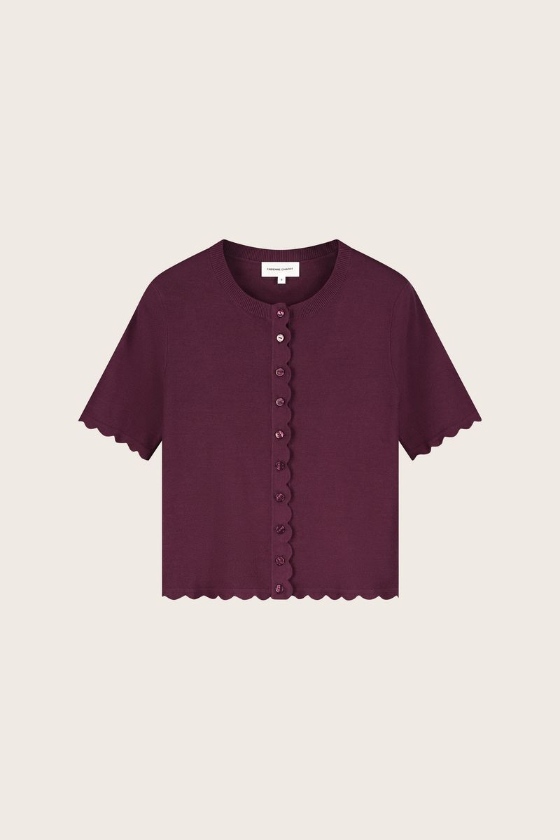 Fabienne Chapot Scarlett Short Sleeve Cardigan Brigitte Bordeaux 