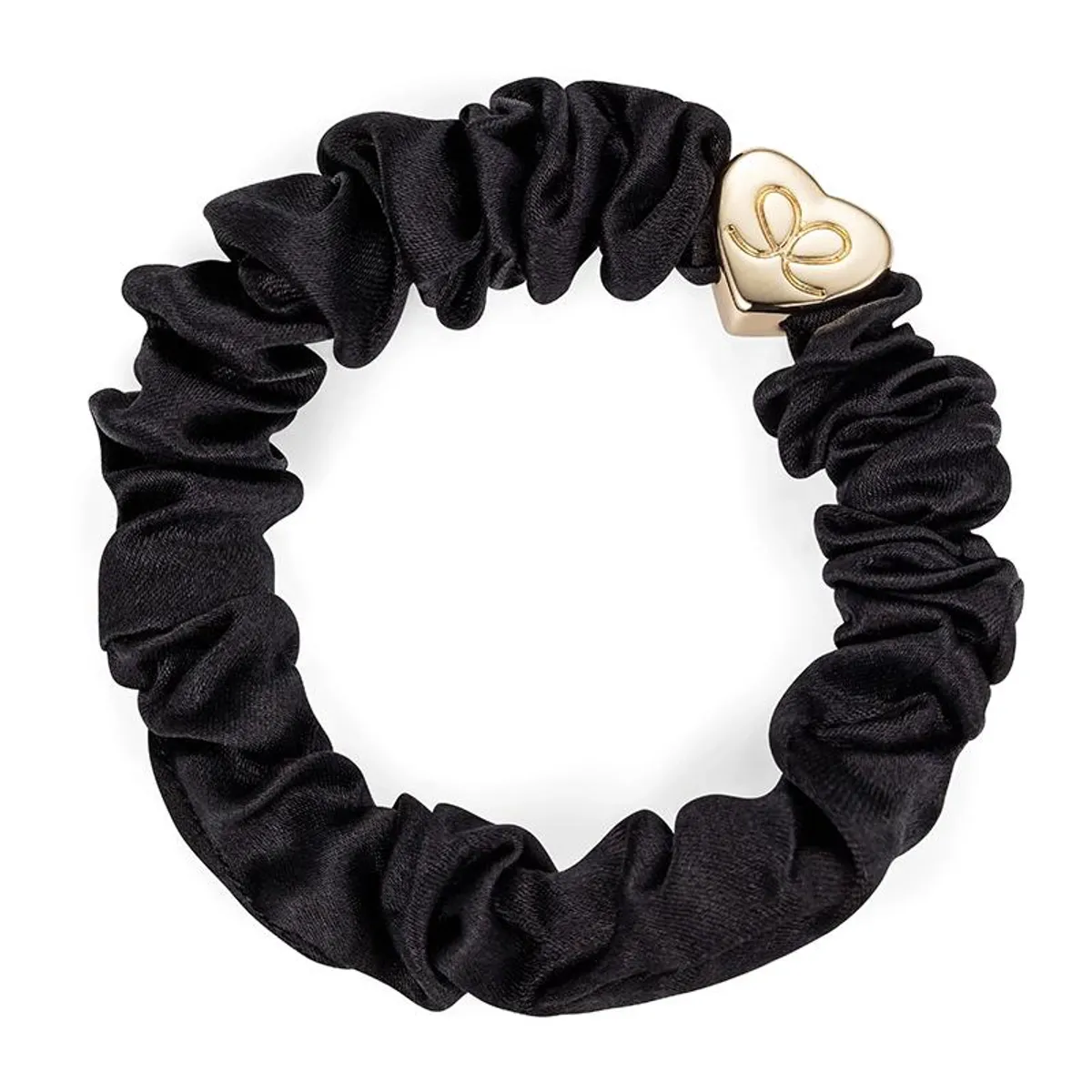 By Eloise Scrunchie/Armbånd Silk Heart Black