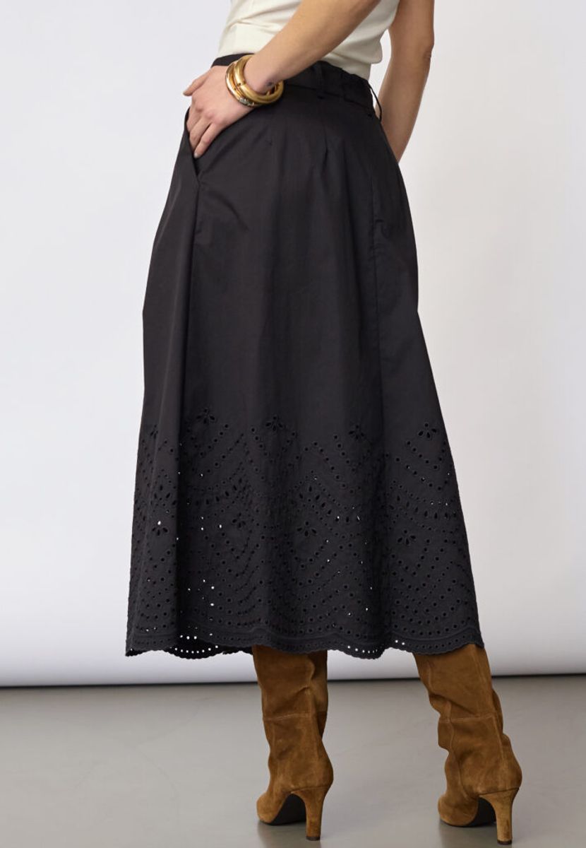 Cocouture Poppy Pleat Scallop Skirt Black 