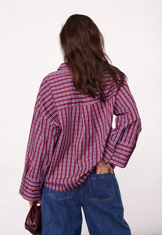 Cocouture Renee Check Cuff Shirt Berry Red