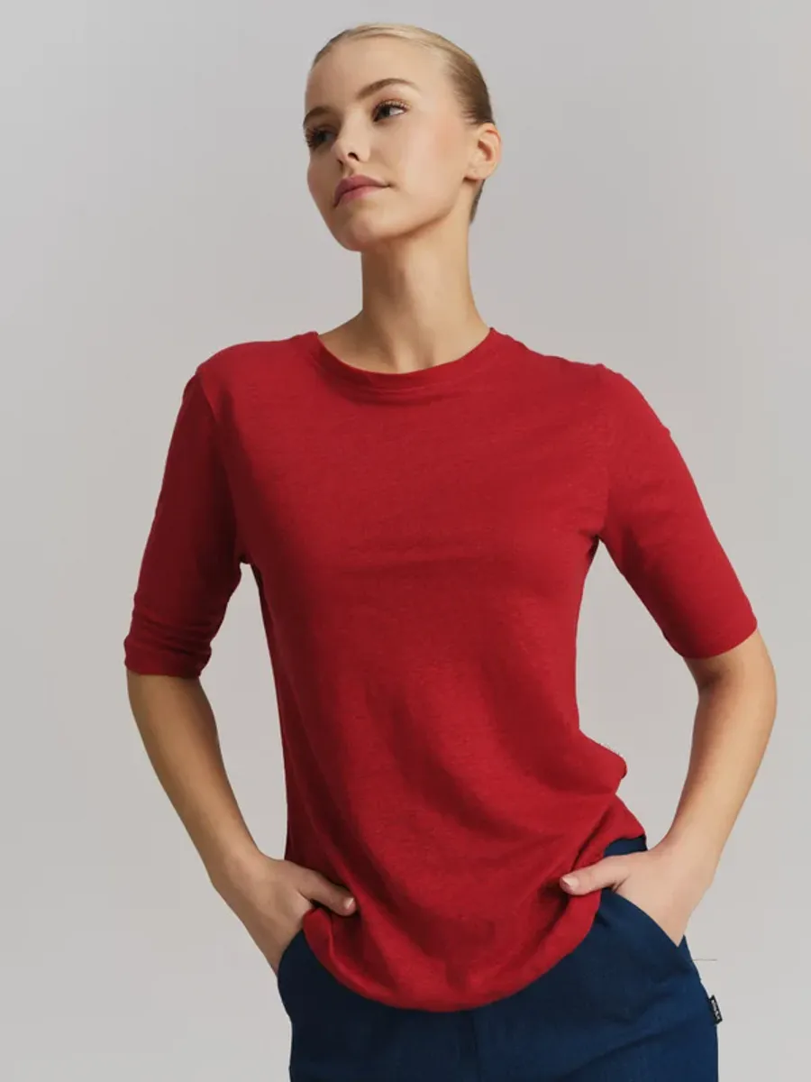 Ella and il Karina Linen Tee Red