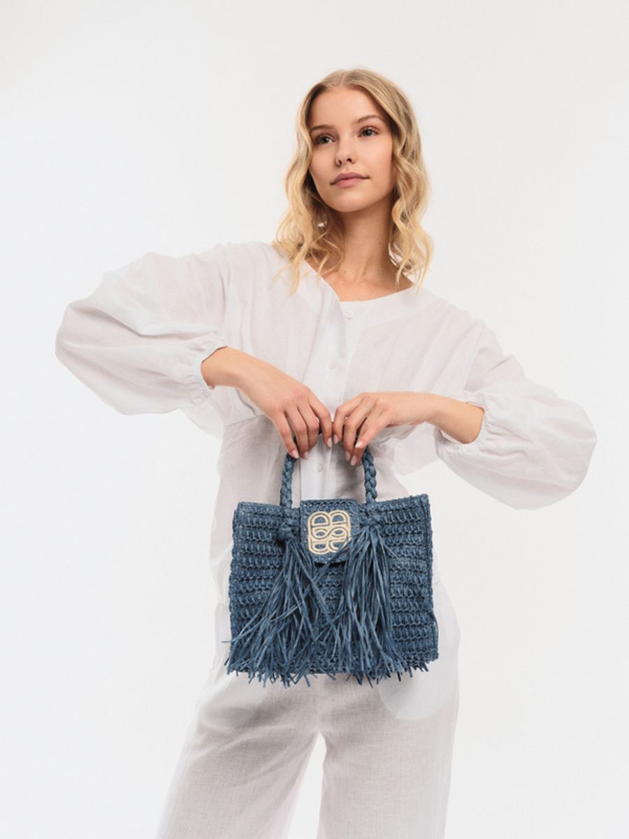 Ella and il Sigrid Straw Bag Blue