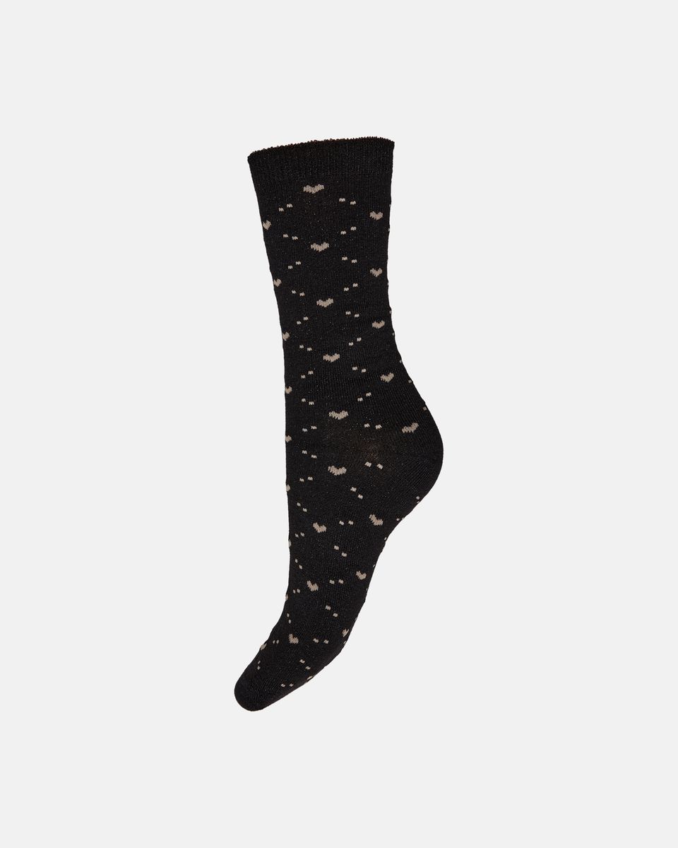 Hype The Detail Socks with Lurex Hearts Black Beige