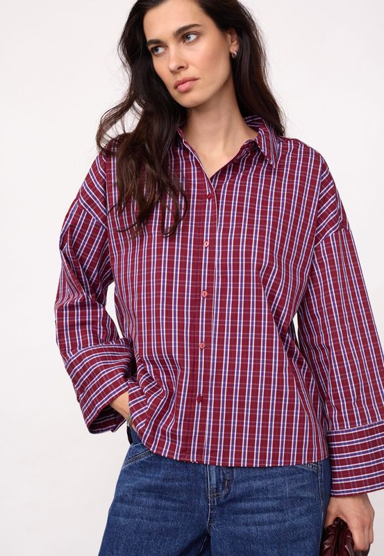 Cocouture Renee Check Cuff Shirt Berry Red