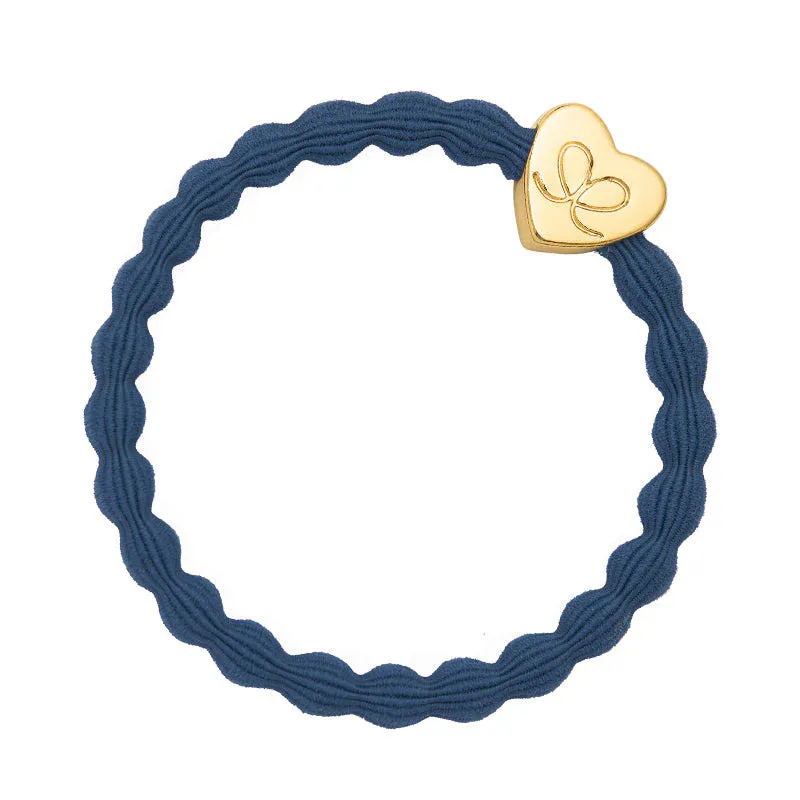 By Eloise Hårstrikk/Armbånd Gold Heart Dove Blue