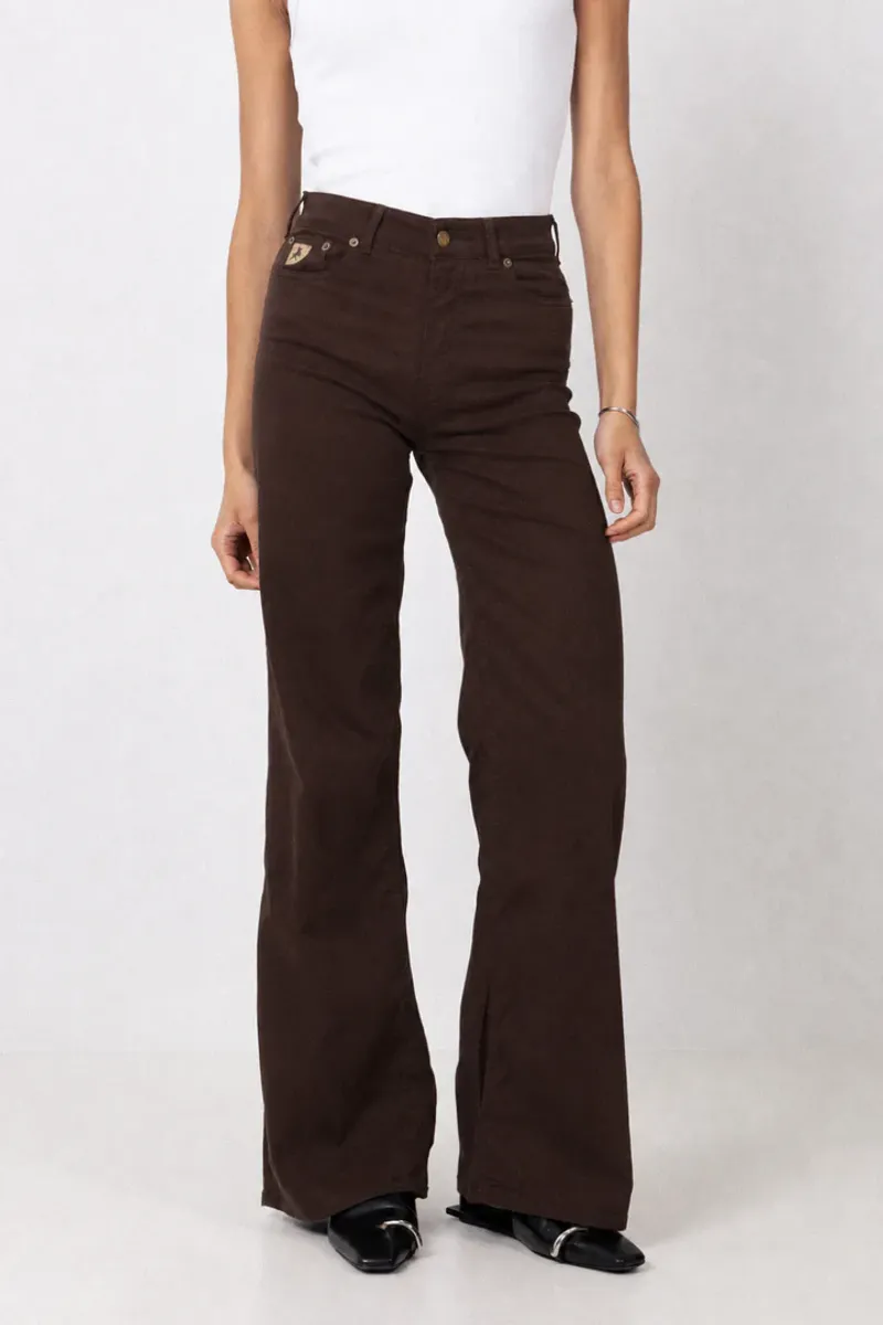 Lois Palazzo Sponge Stretch Chocolate Plum