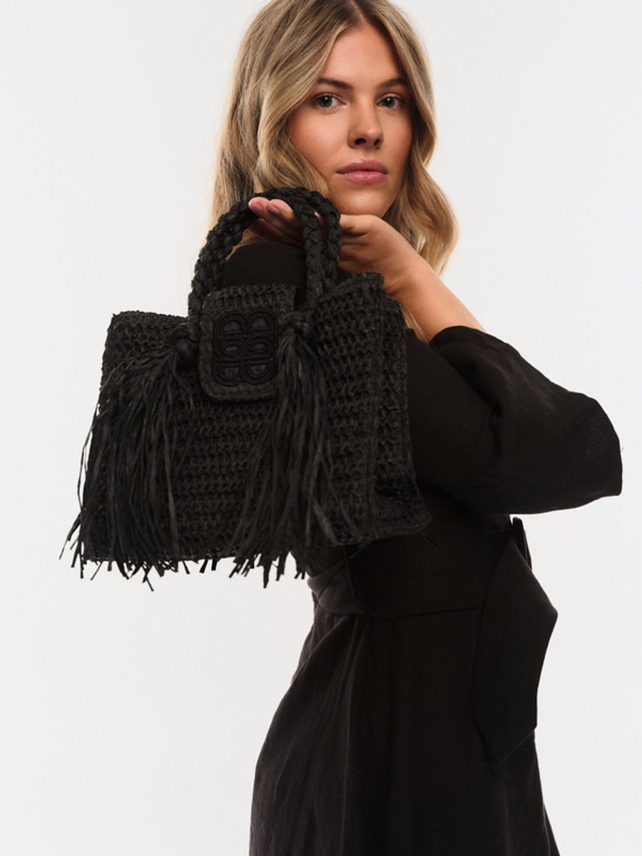 Ella and il Sigrid Straw Bag Black 
