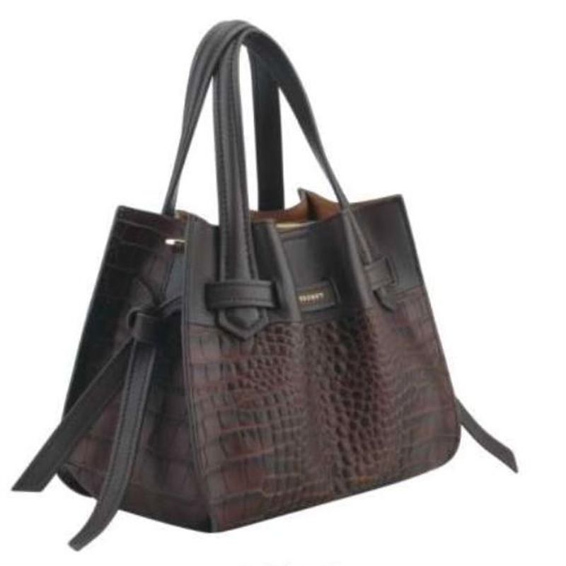 Pourchet Paris Blossom Bag M Crocco Marroon