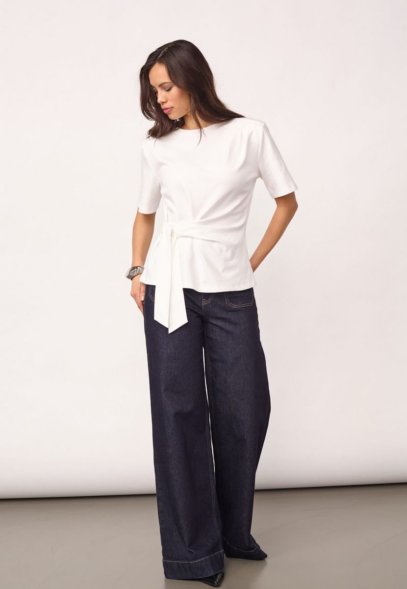 Cocouture Oriane Pleat Tie Tee White